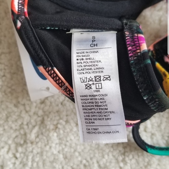 NWT BIKINI TOP TROPICAL PRINT BLACK OLD NA… - Picture 4 of 8